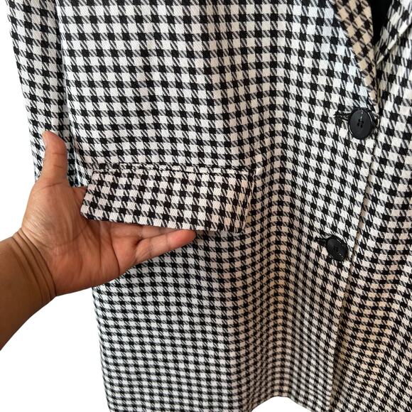 NASTY GAL Dog Days Oversized Black & White Houndstooth Blazer Size 14 - Picture 10 of 15